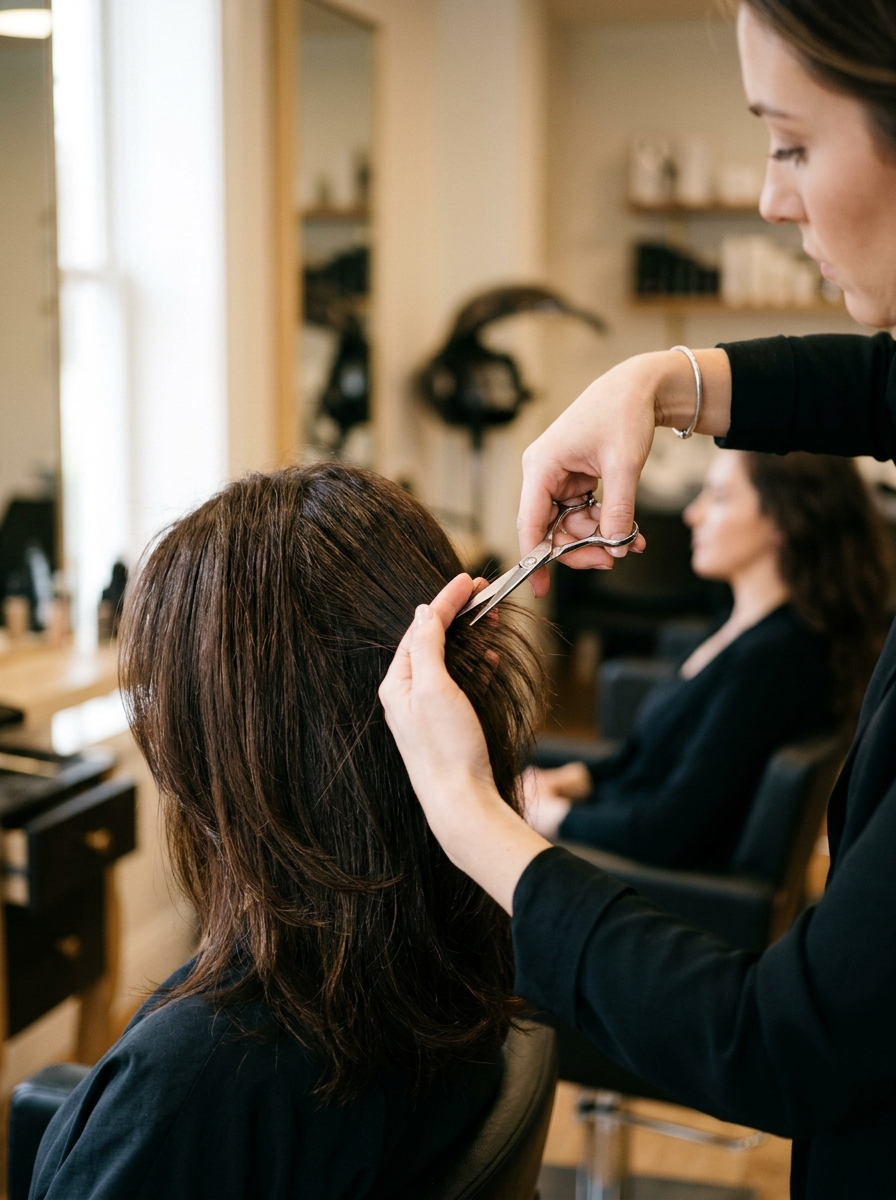 Precision haircut and bespoke styling with salon shears